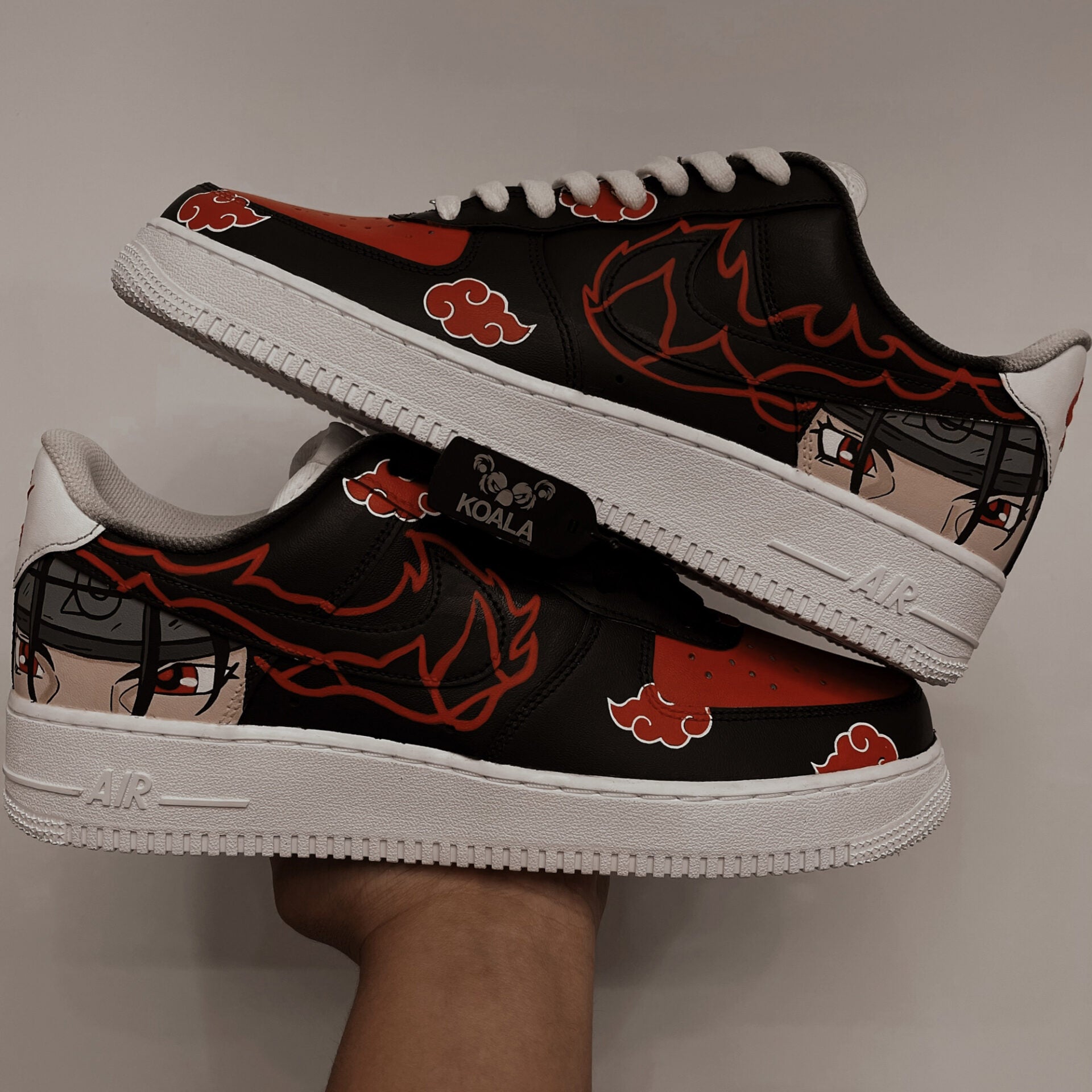 Custom Air Force 1 Black Red Anime Pattern