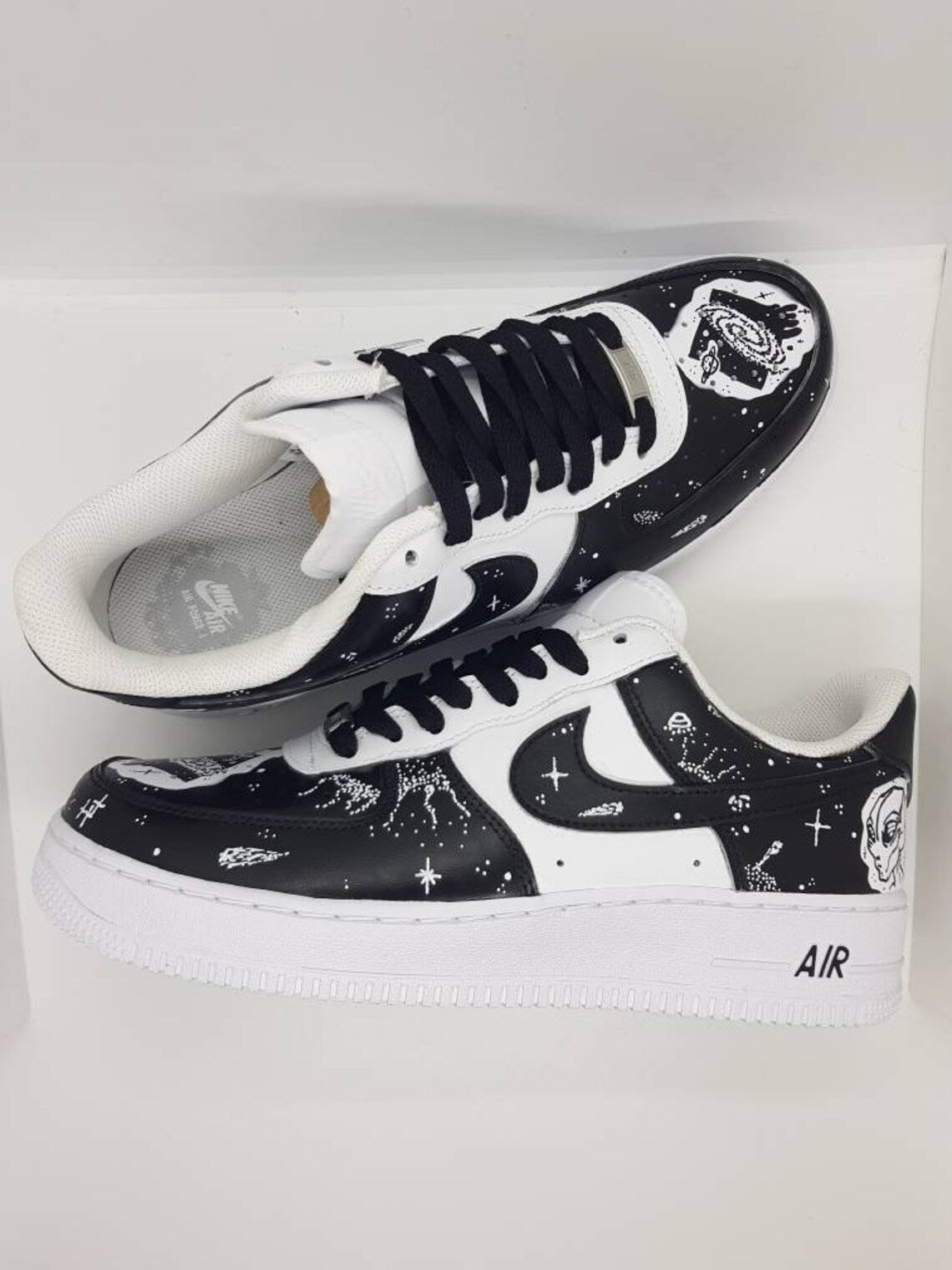 Custom Air Force 1 Black White Space Pattern-shecustomize