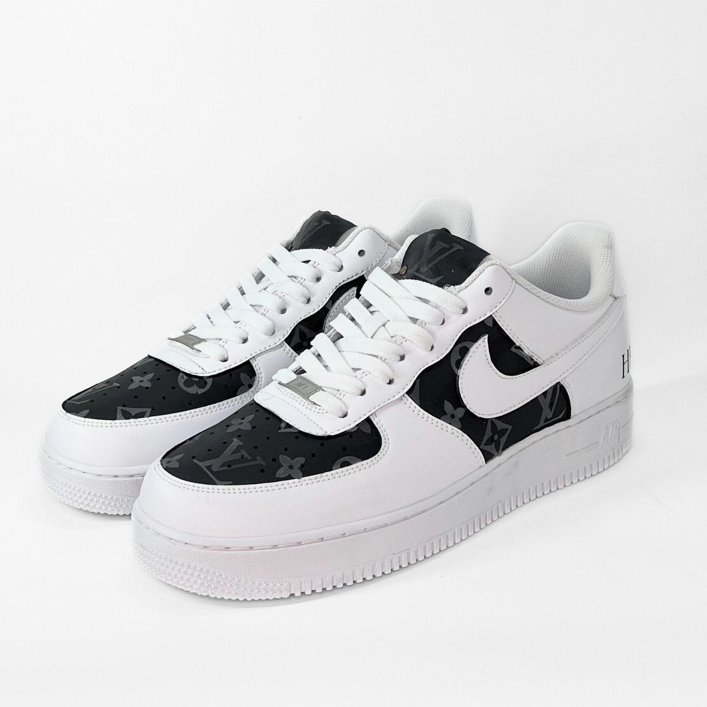 Custom Air Force 1 Black White With LV Pattern