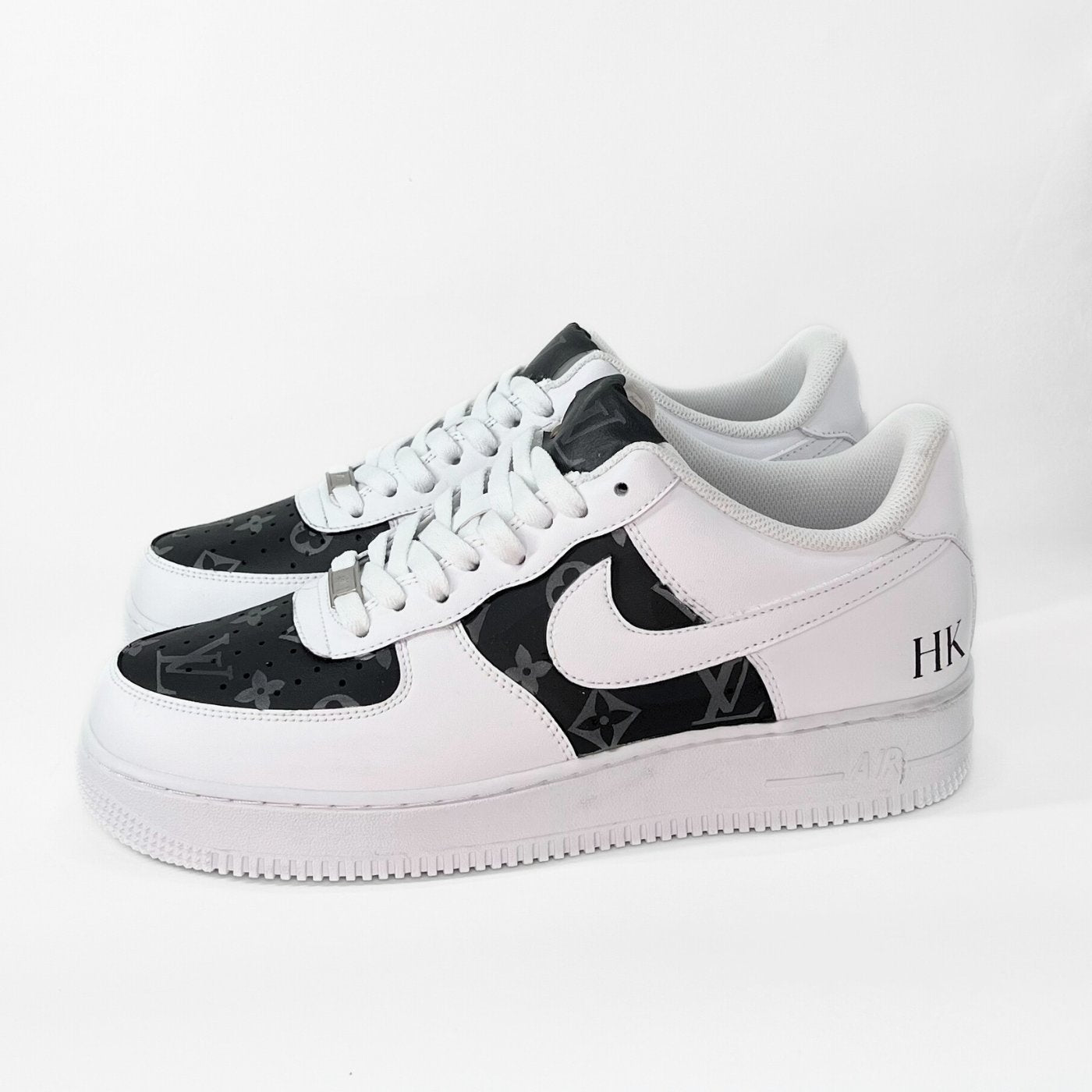 Custom Air Force 1 Black White With LV Pattern