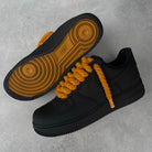 Custom Air Force 1 Black With Thick Orange Laces-shecustomize