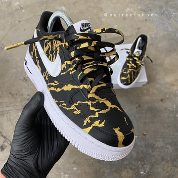 Custom Air Force 1 Black Yellow Tiger - Print