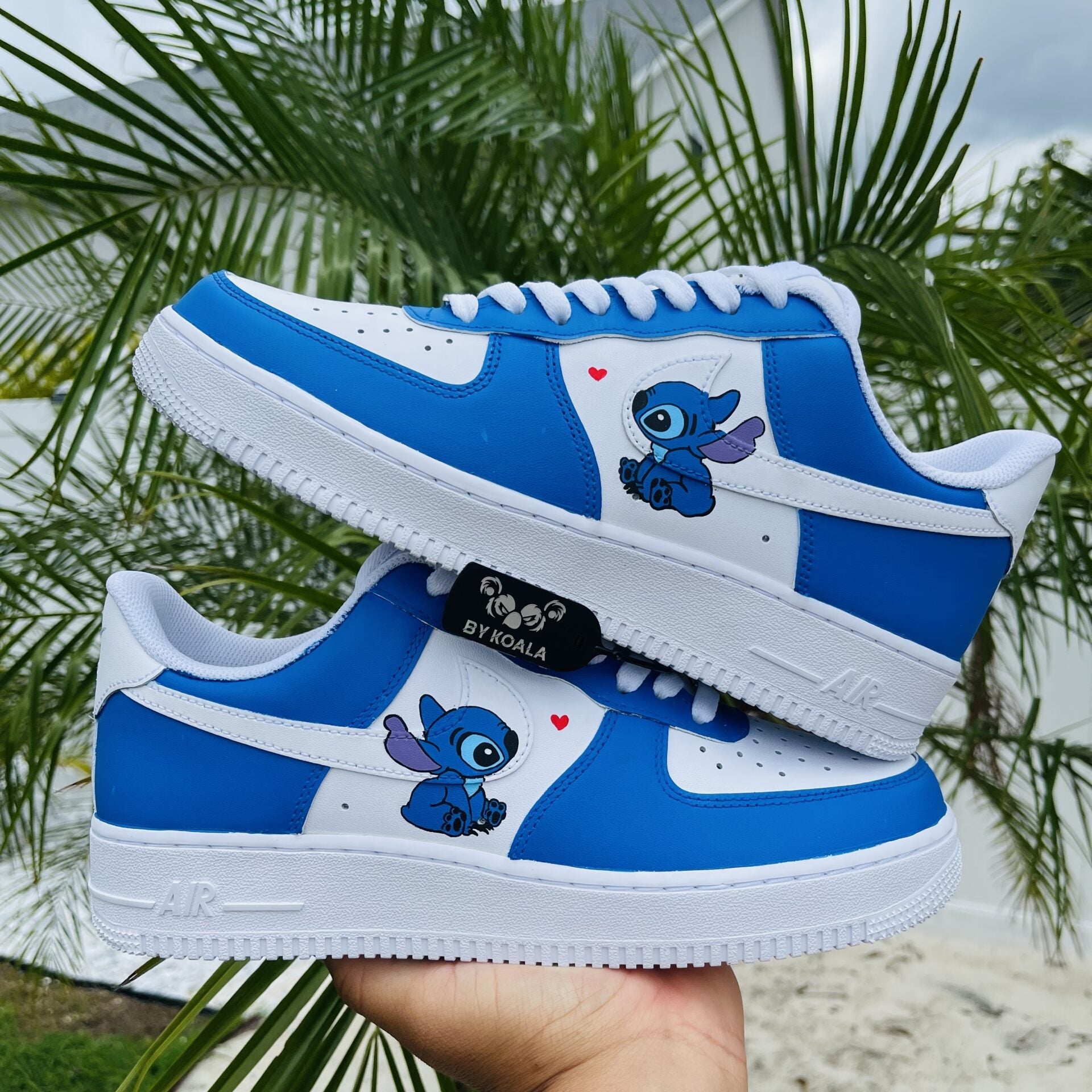 Custom Air Force 1 Blue White Stitch Pattern