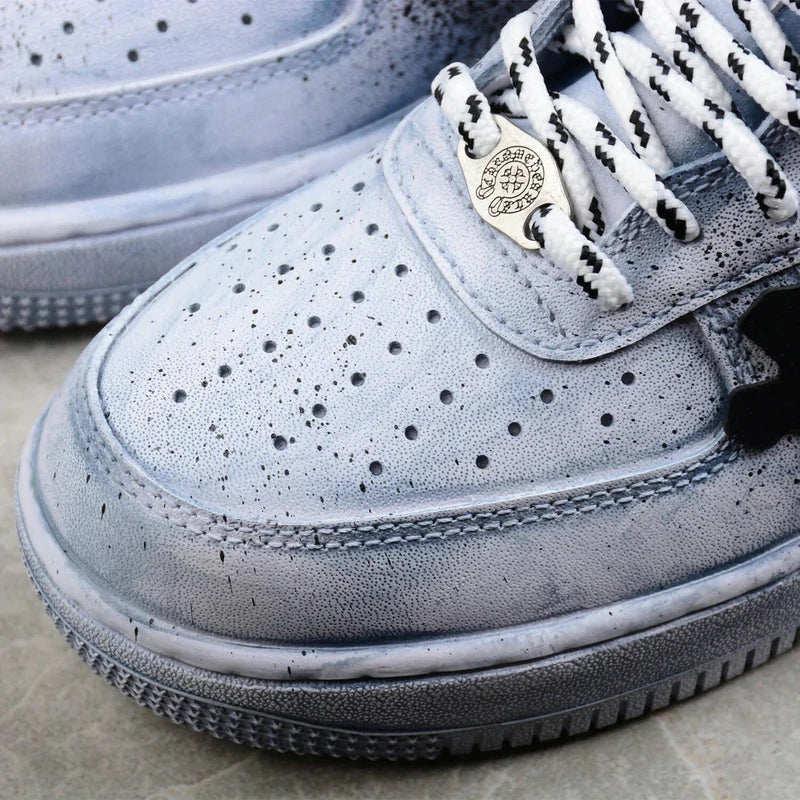 Custom Air Force 1 Blue With Crosses And Speckles