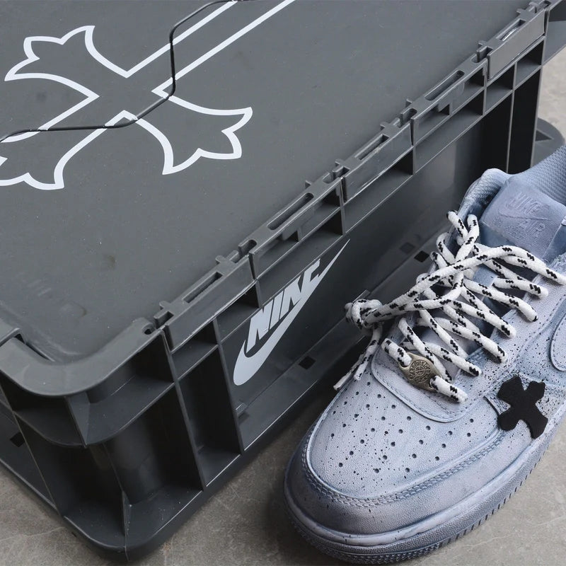 Custom Air Force 1 Blue With Crosses And Speckles