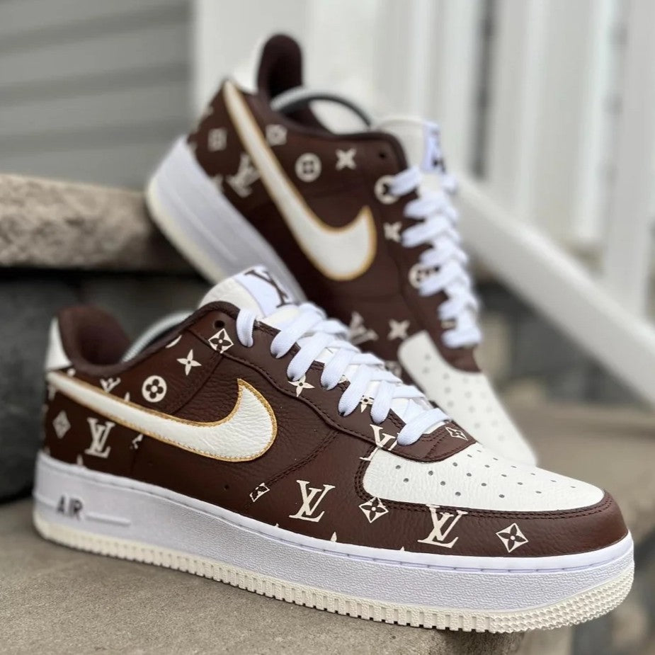 Custom Air Force 1 Brown LV Pattern