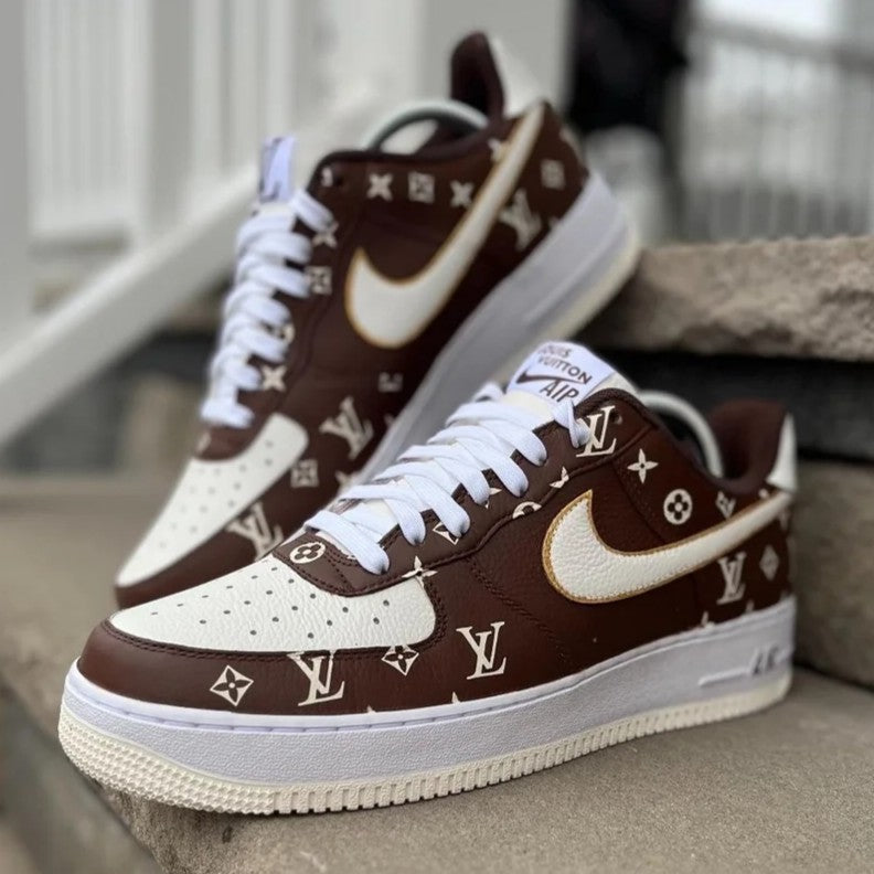 Custom Air Force 1 Brown LV Pattern