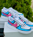 Custom Air Force 1 Cartoon Blue Pink Swoosh-shecustomize