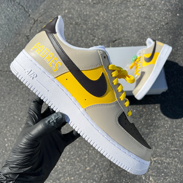 Custom Air Force 1 Gray Yellow Padres Logo