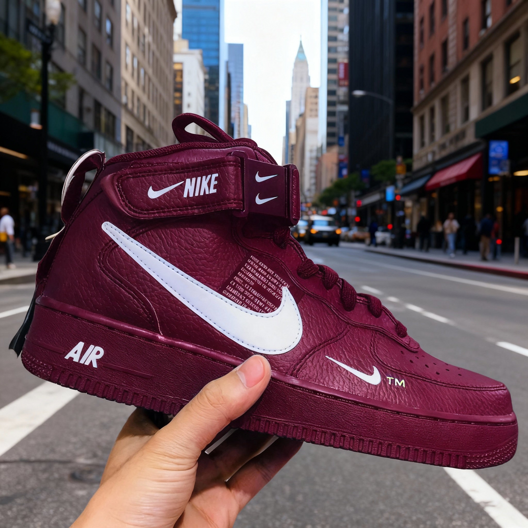 Custom Air Force 1 Maroon White Swoosh Design-shecustomize