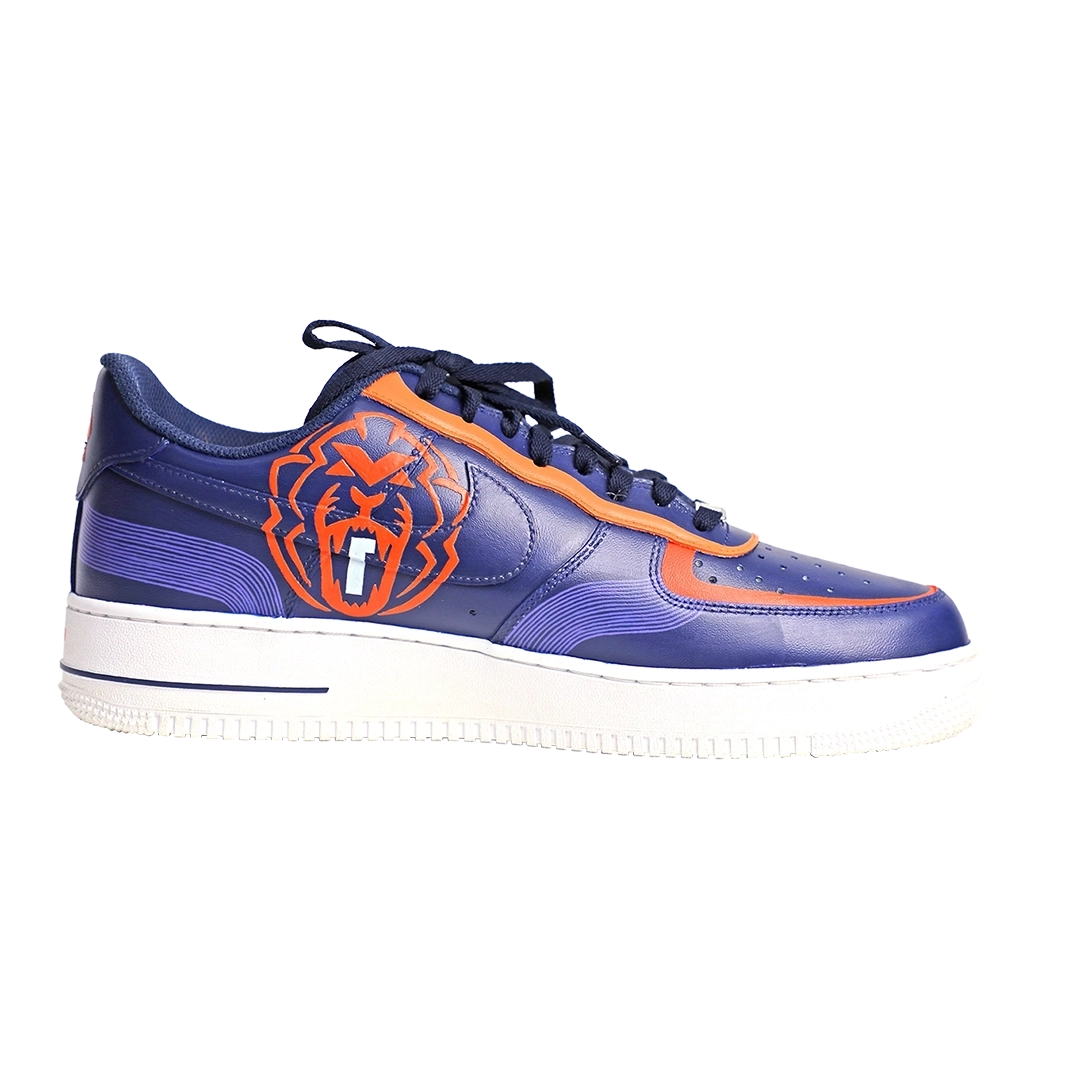Custom Air Force 1 Navy Orange Lion And Human-shaped cartoon pattern-shecustomize