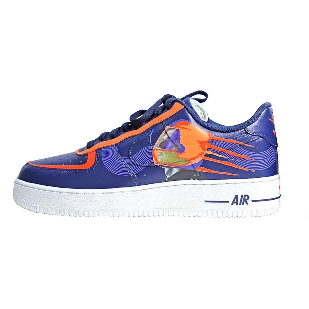Custom Air Force 1 Navy Orange Lion And Human-shaped cartoon pattern-shecustomize