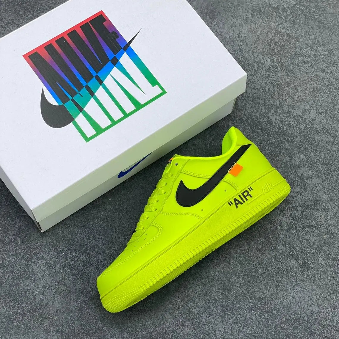 Custom Air Force 1 Neon Yellow With Black Swoosh-shecustomize