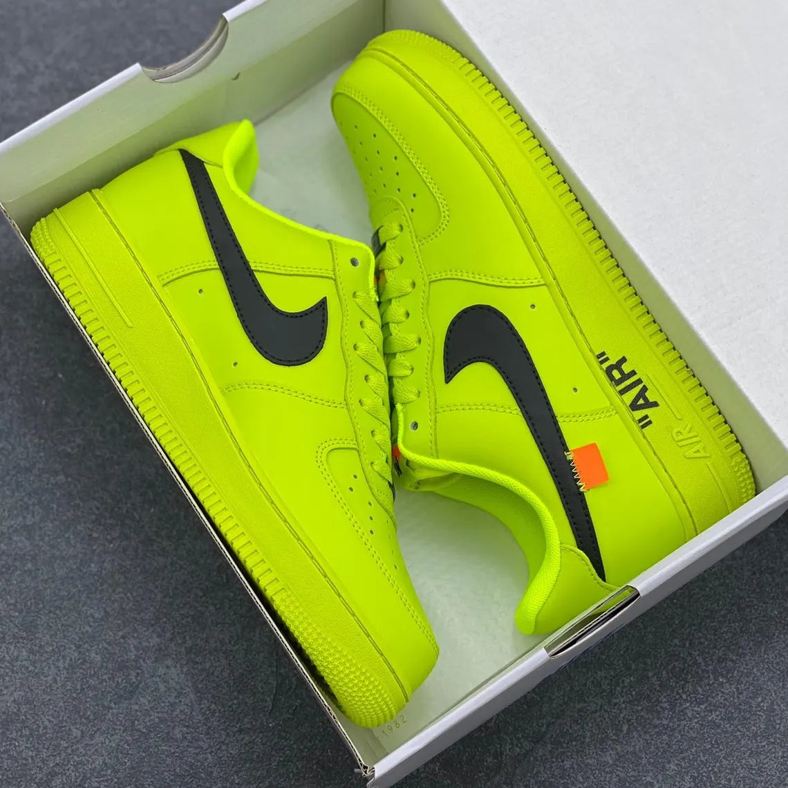 Custom Air Force 1 Neon Yellow With Black Swoosh-shecustomize