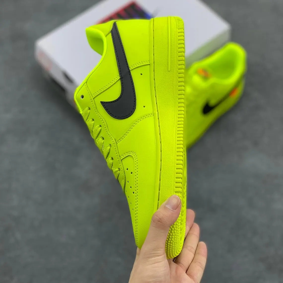 Custom Air Force 1 Neon Yellow With Black Swoosh-shecustomize