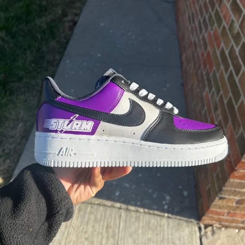 Custom Air Force 1 Purple Black Silver With Sturm Graphic-shecustomize