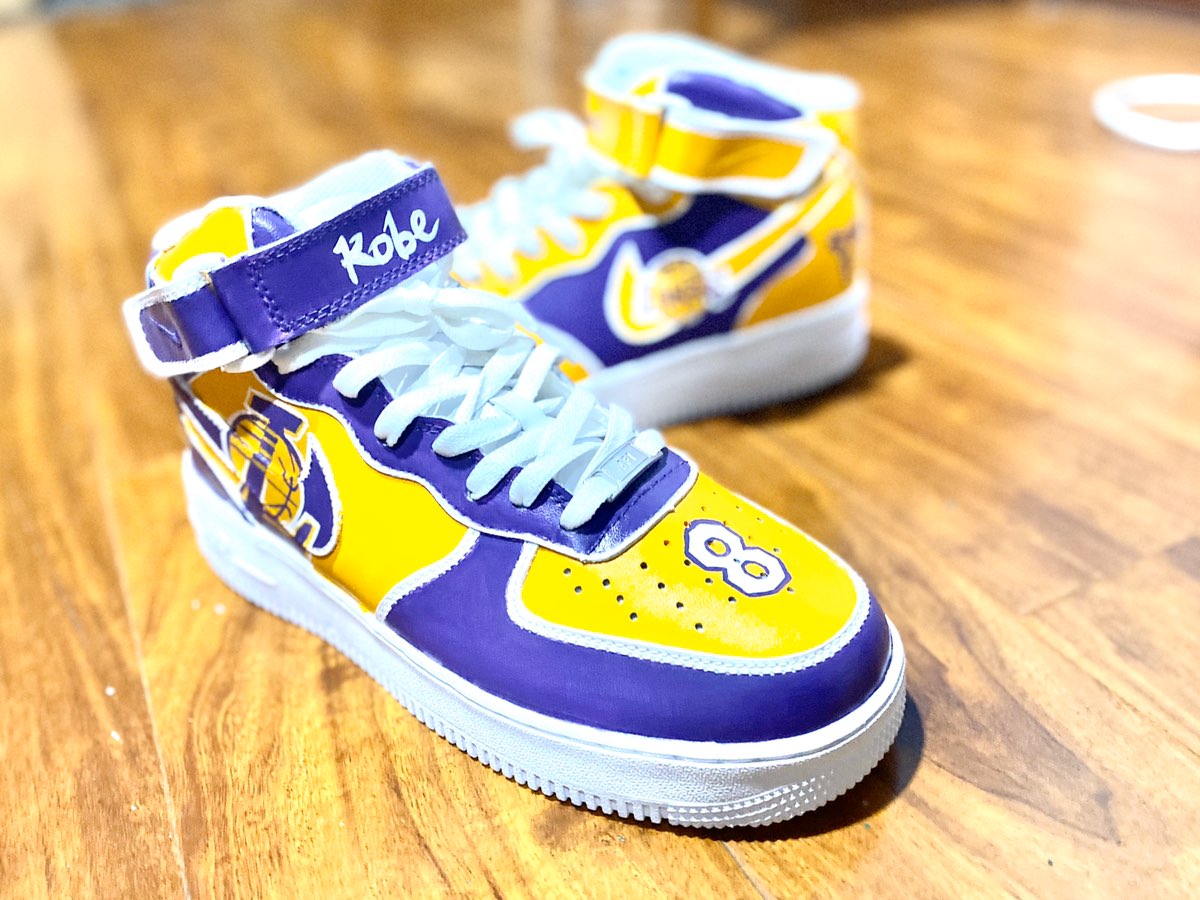 Custom Air Force 1 Purple Yellow Kobe Bryant Lakers Theme