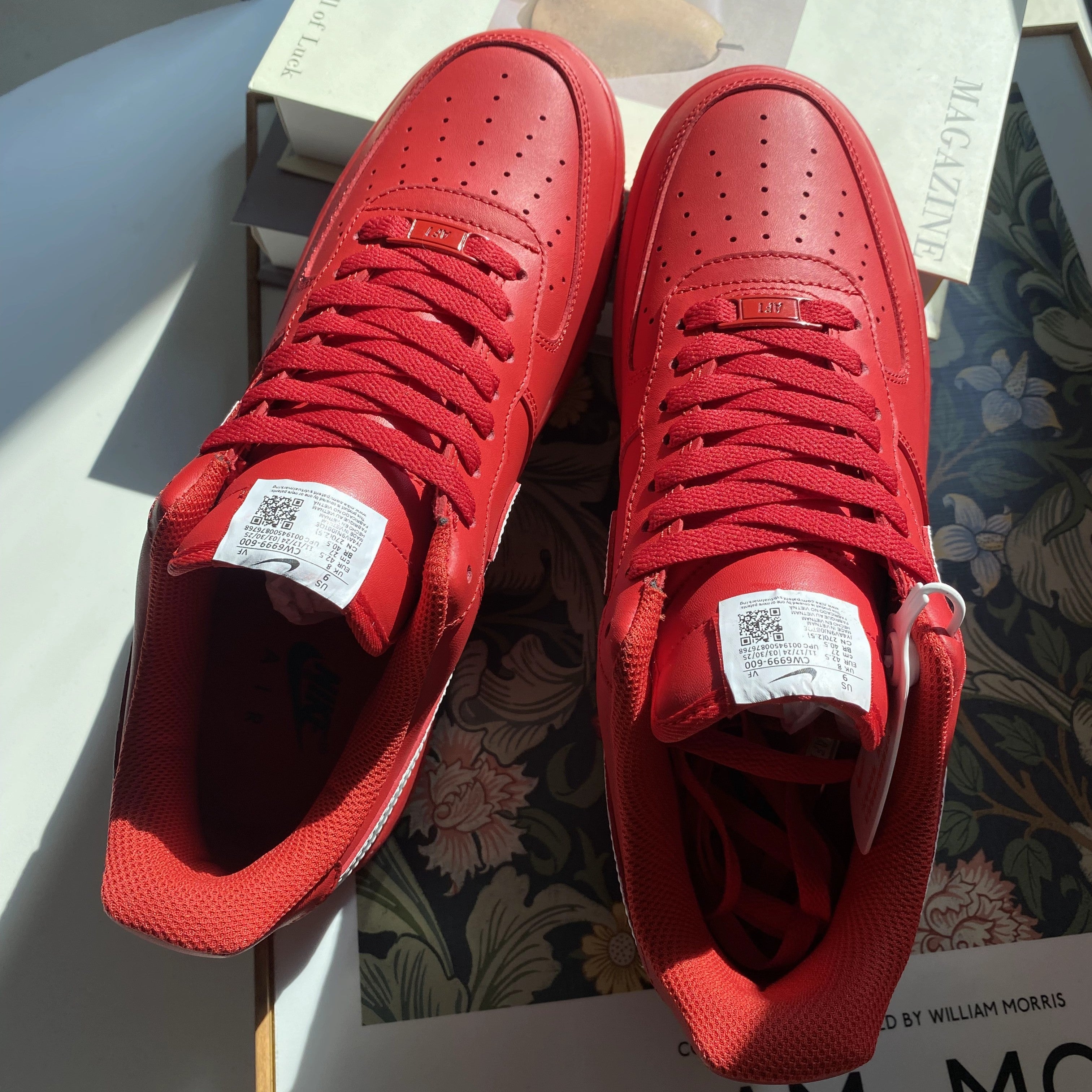 Custom Air Force 1 Red White Swoosh