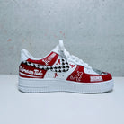 Custom Air Force 1 Red White With Houndstooth And Alabama Graphics-shecustomize