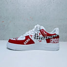 Custom Air Force 1 Red White With Houndstooth And Alabama Graphics-shecustomize