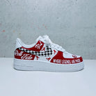 Custom Air Force 1 Red White With Houndstooth And Alabama Graphics-shecustomize