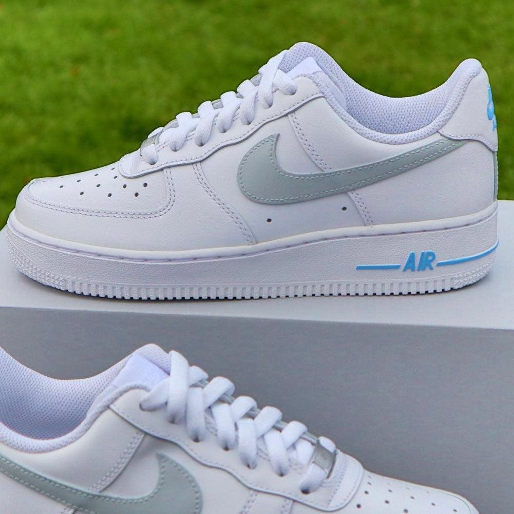 Custom Air Force 1 Swoosh Grey Blue-shecustomize