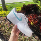 Custom Air Force 1 Teal Rhinestones Swoosh-shecustomize