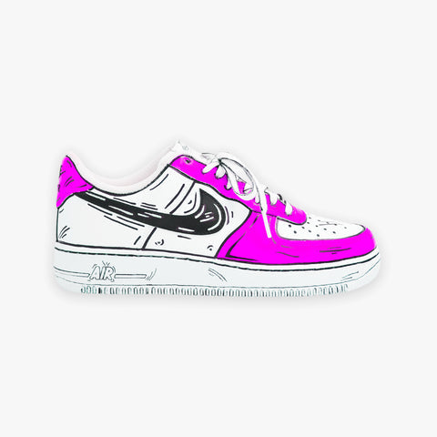 Custom Air Force 1 White And Pink Cartoon Design-shecustomize