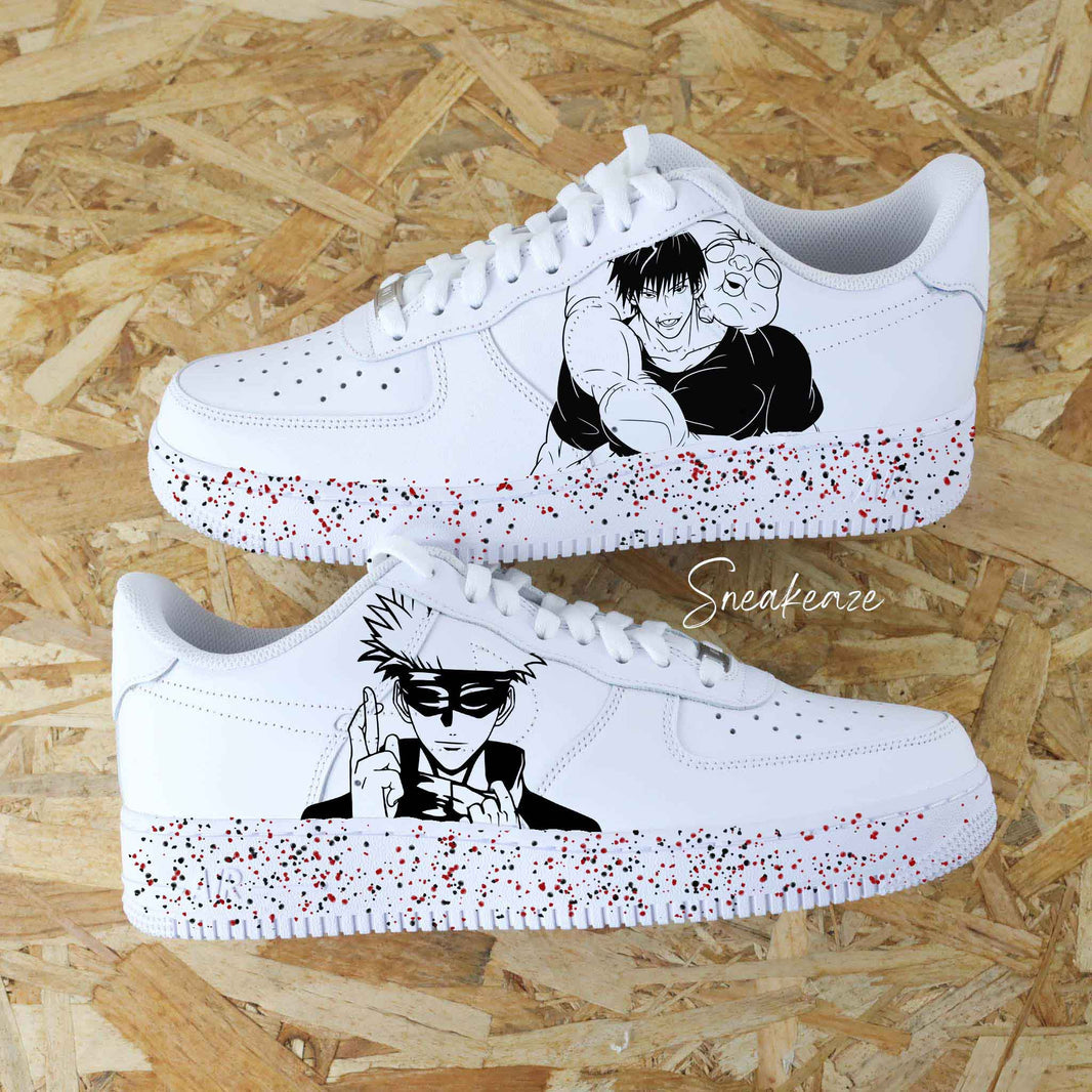Custom Air Force 1 White Anime Characters With red Black Splatter-shecustomize