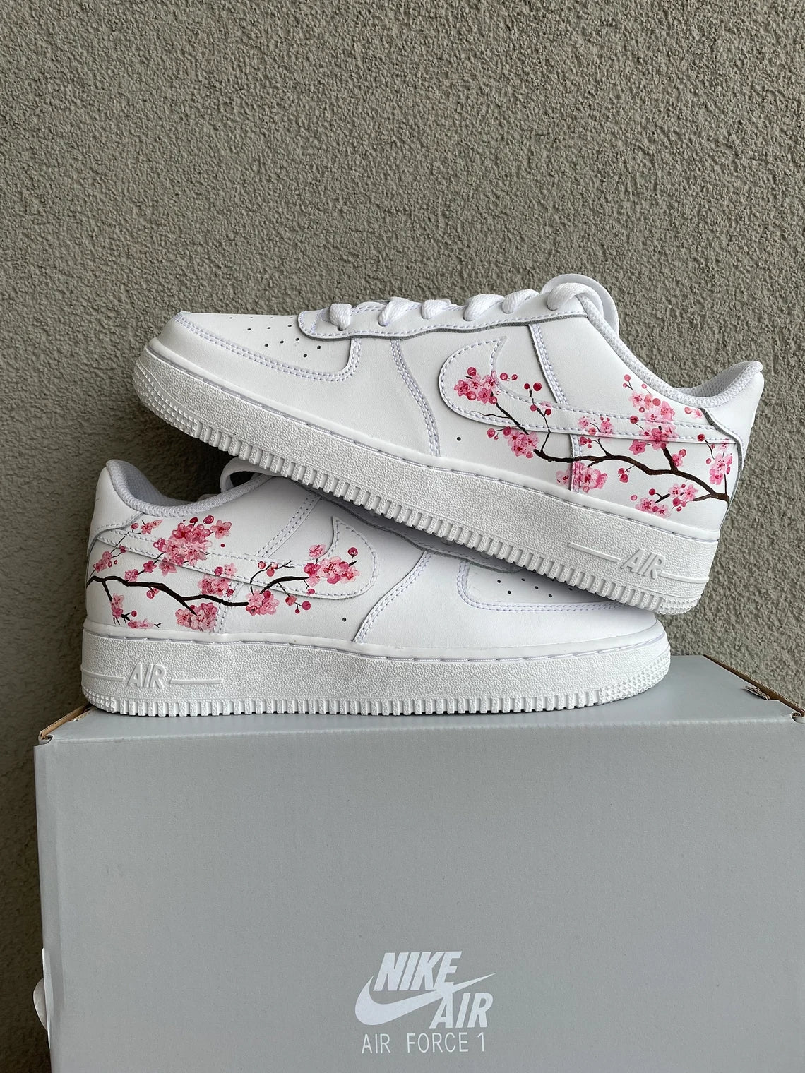 Custom Air Force 1 White Baby Pink Cherry Blossom-shecustomize
