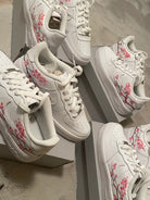 Custom Air Force 1 White Baby Pink Cherry Blossom-shecustomize