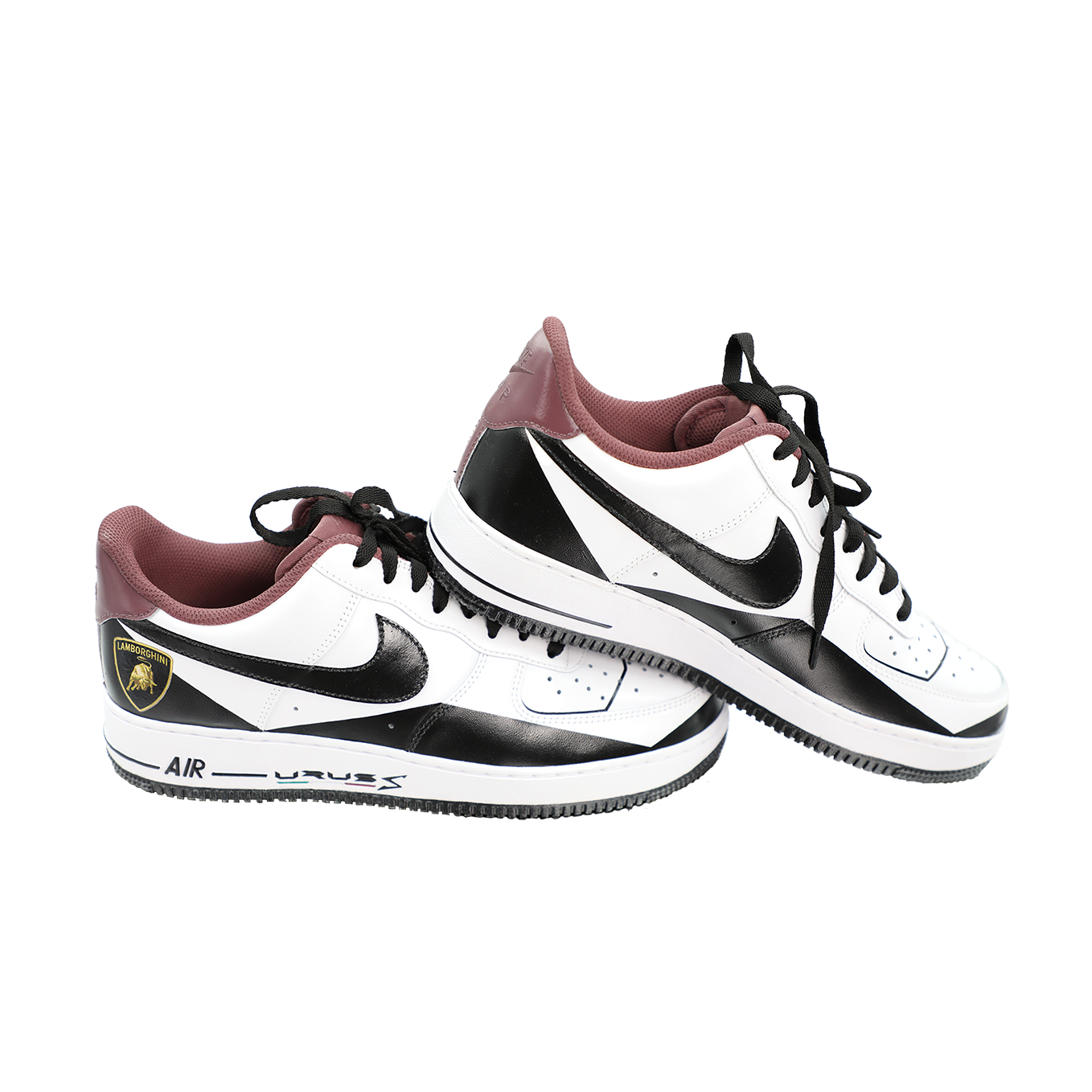 Custom Air Force 1 White Black Burgundy Lamborghini Logo-shecustomize