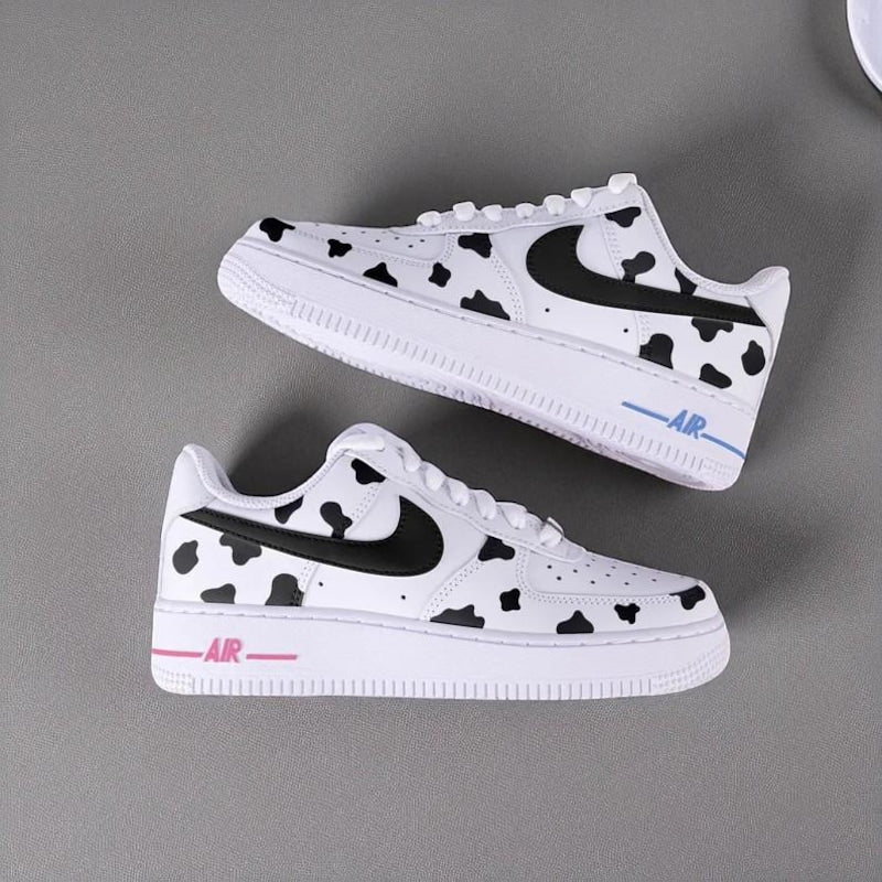 Custom Air Force 1 White Black Cow Print