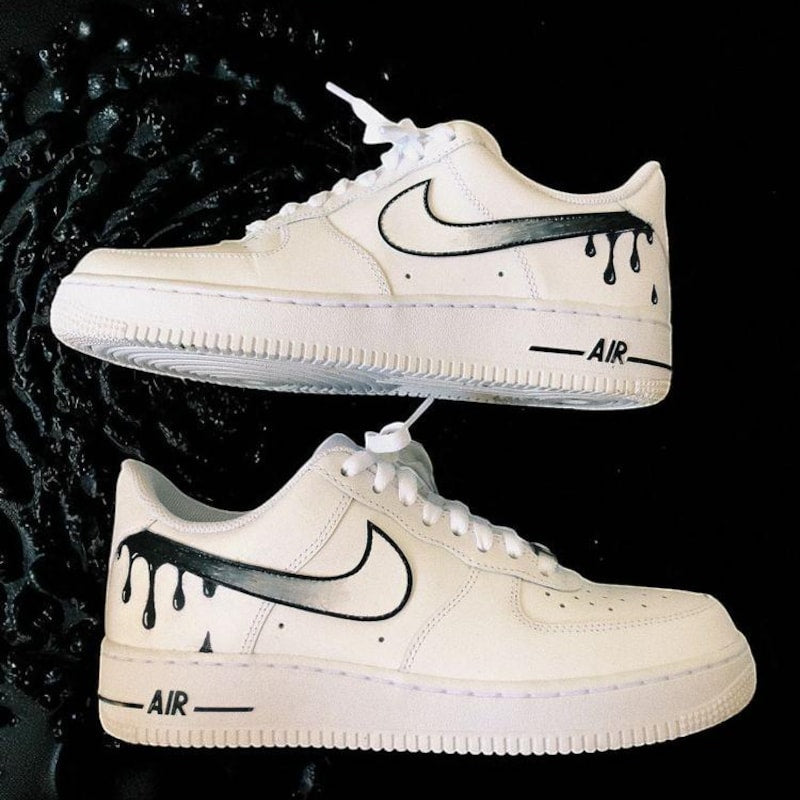 Custom Air Force 1 White Black Dripping