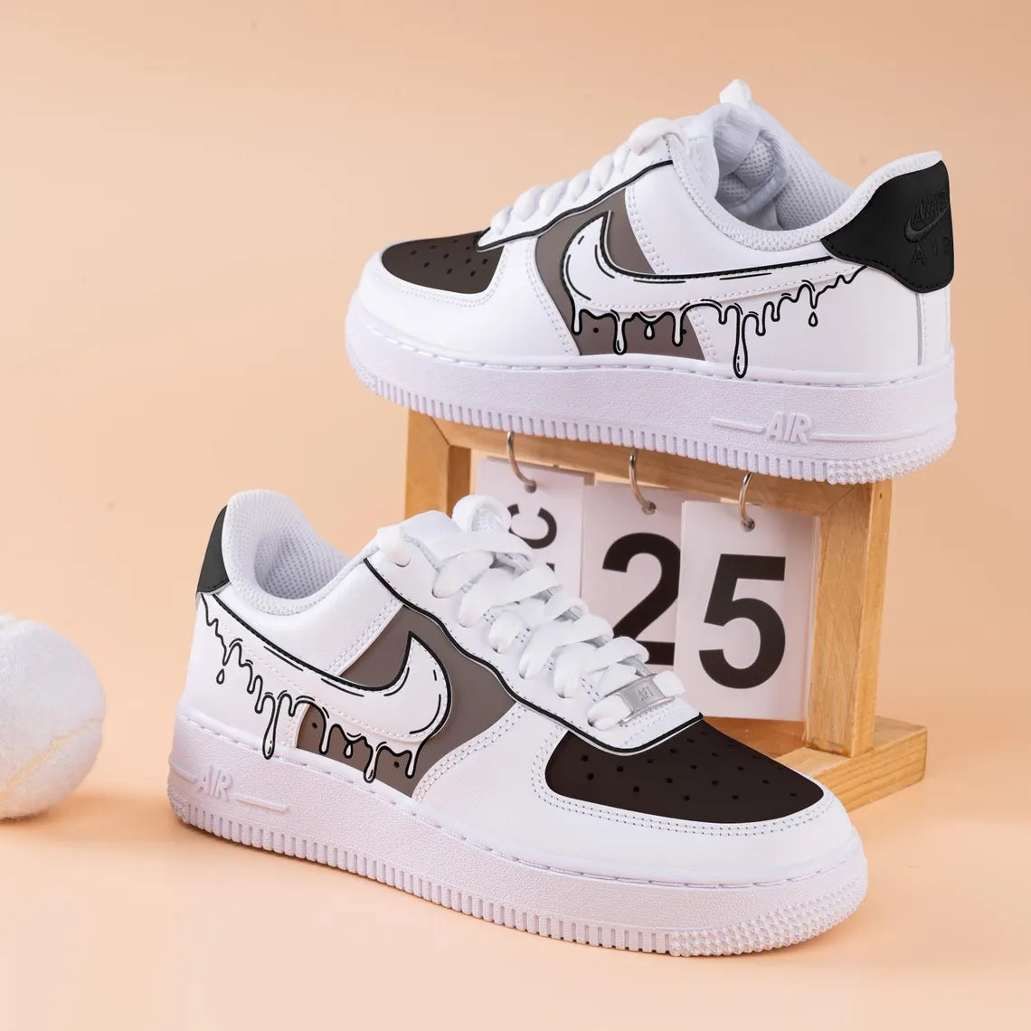 Custom Air Force 1 White Black Gray Drip Pattern-shecustomize