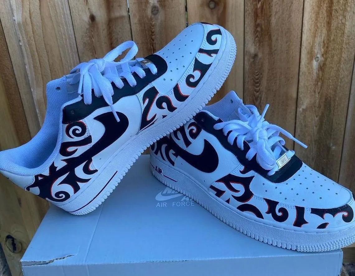 Custom Air Force 1 White Black Irregular Pattern-shecustomize