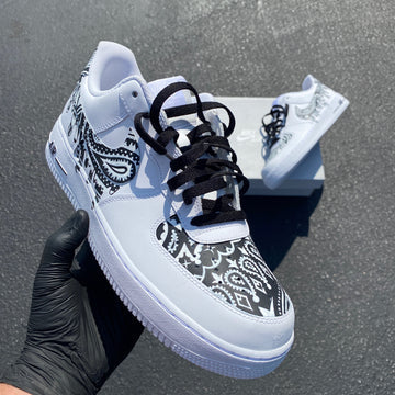 Custom Air Force 1 White Black Paisley Pattern