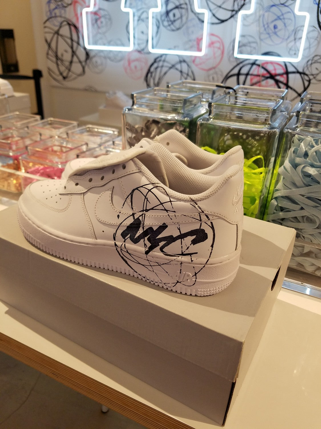 Custom Air Force 1 White Black Scribble Design-shecustomize