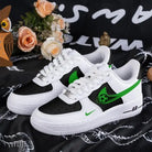 Custom Air Force 1 White Black With Green Soccer Ball Design-shecustomize