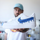 Custom Air Force 1 White Blue Dripping Design-shecustomize