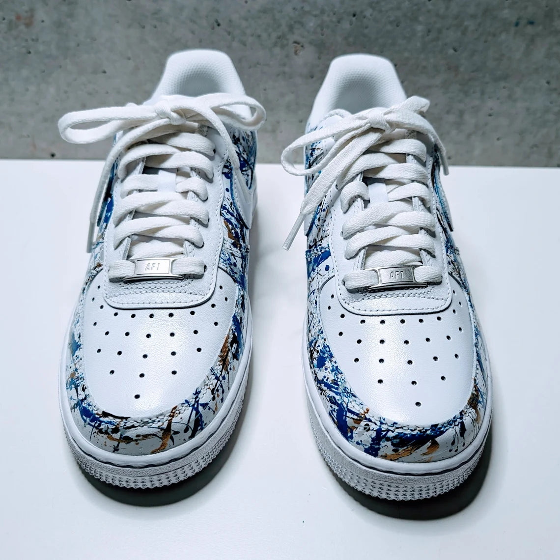 Custom Air Force 1 White Blue Splatter Pattern-shecustomize