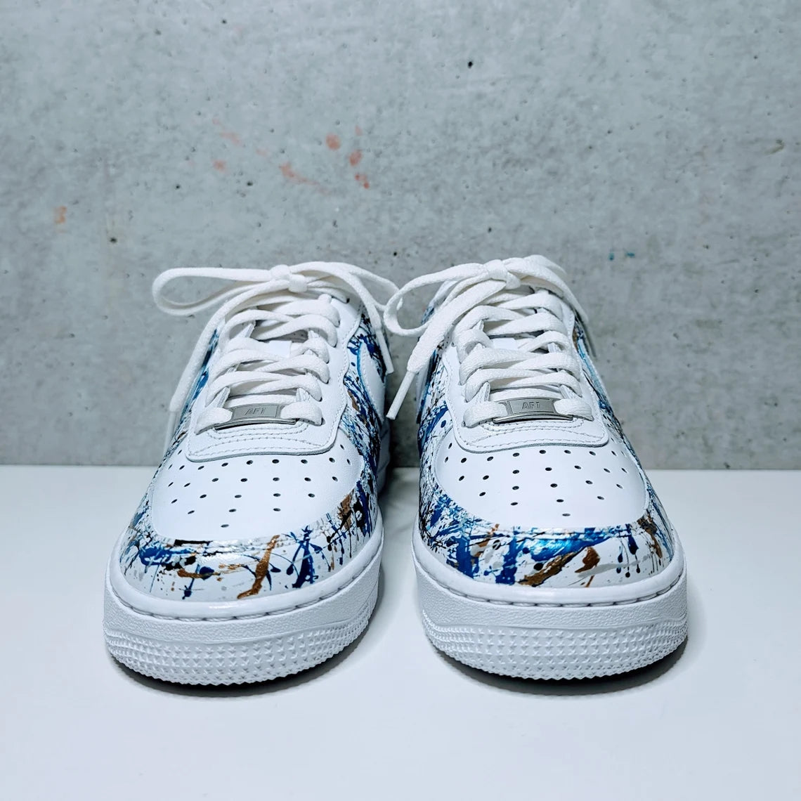 Custom Air Force 1 White Blue Splatter Pattern-shecustomize