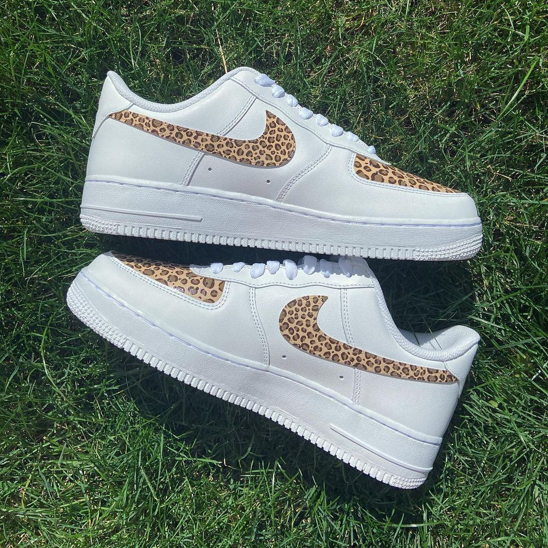 Custom Air Force 1 White Brown Leopard Print-shecustomize