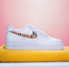Custom Air Force 1 White Burberry Plaid Swoosh-shecustomize