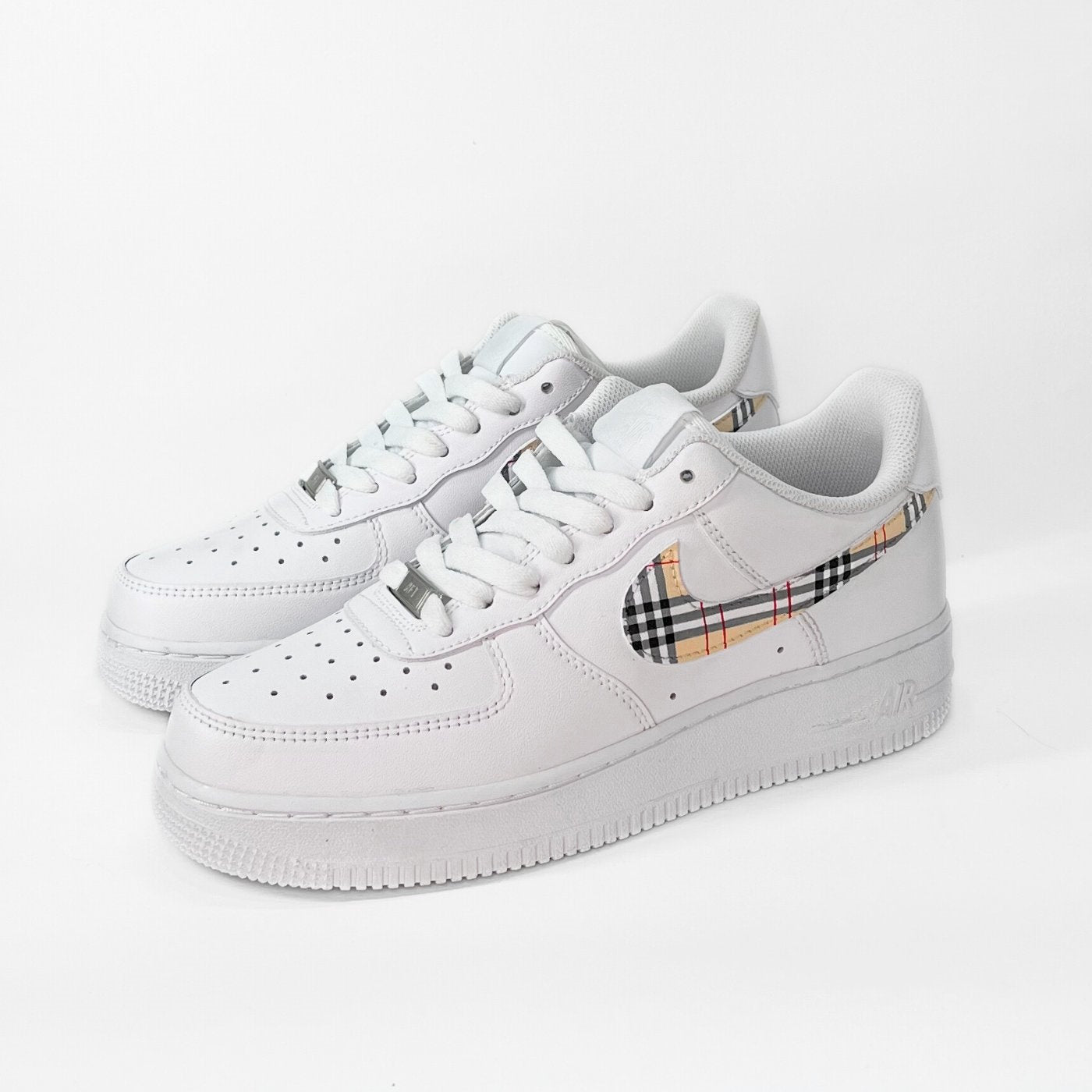 Custom Air Force 1 White Checkered Pattern