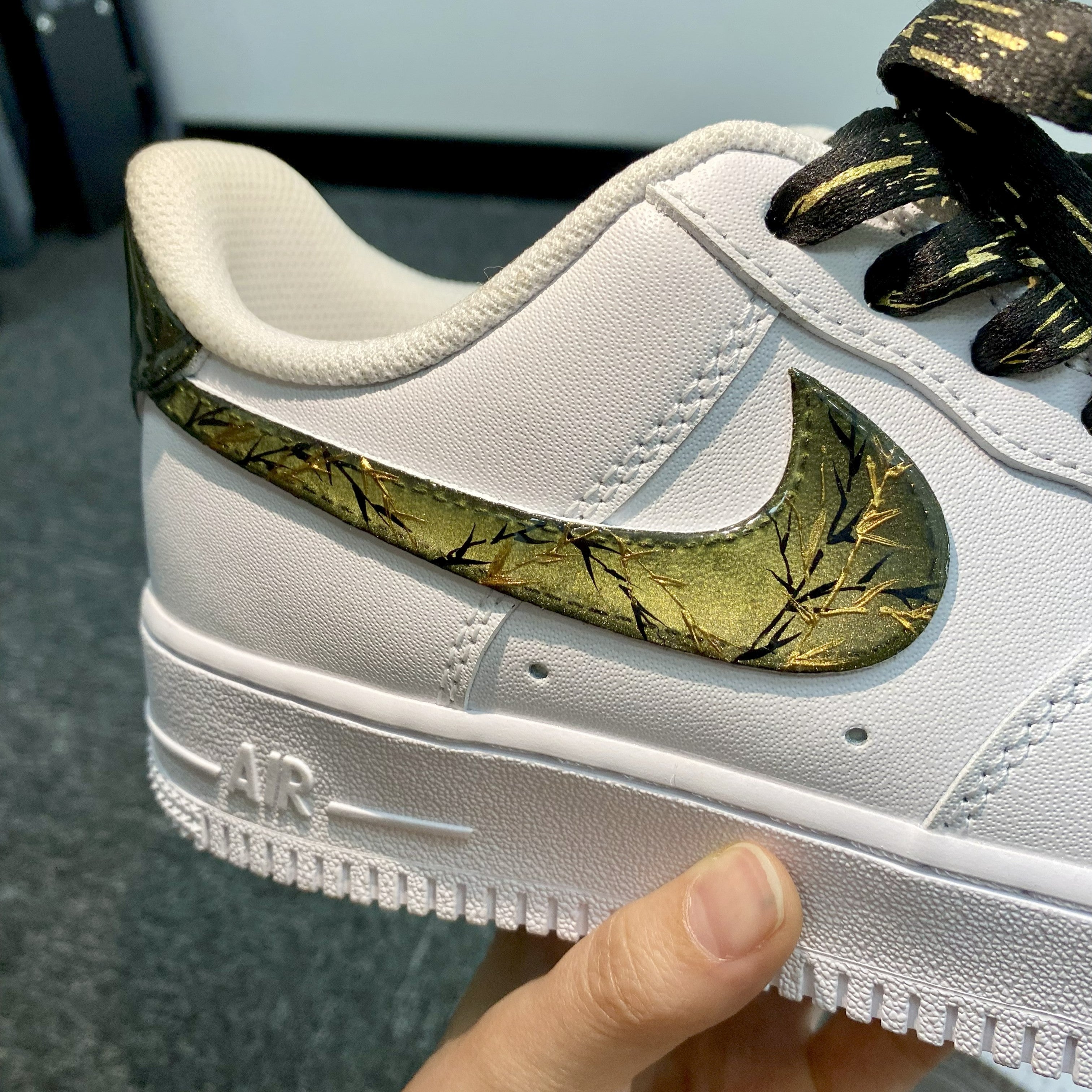 Custom Air Force 1 White Gold Foil Pattern