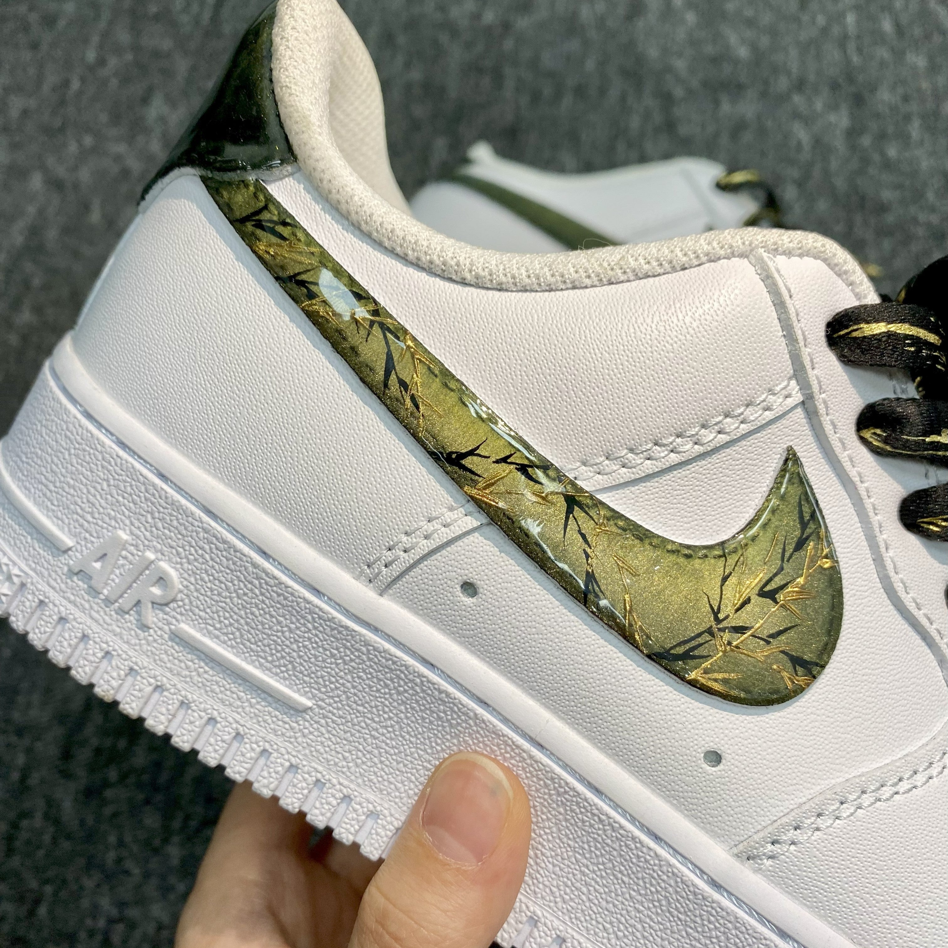 Custom Air Force 1 White Gold Foil Pattern
