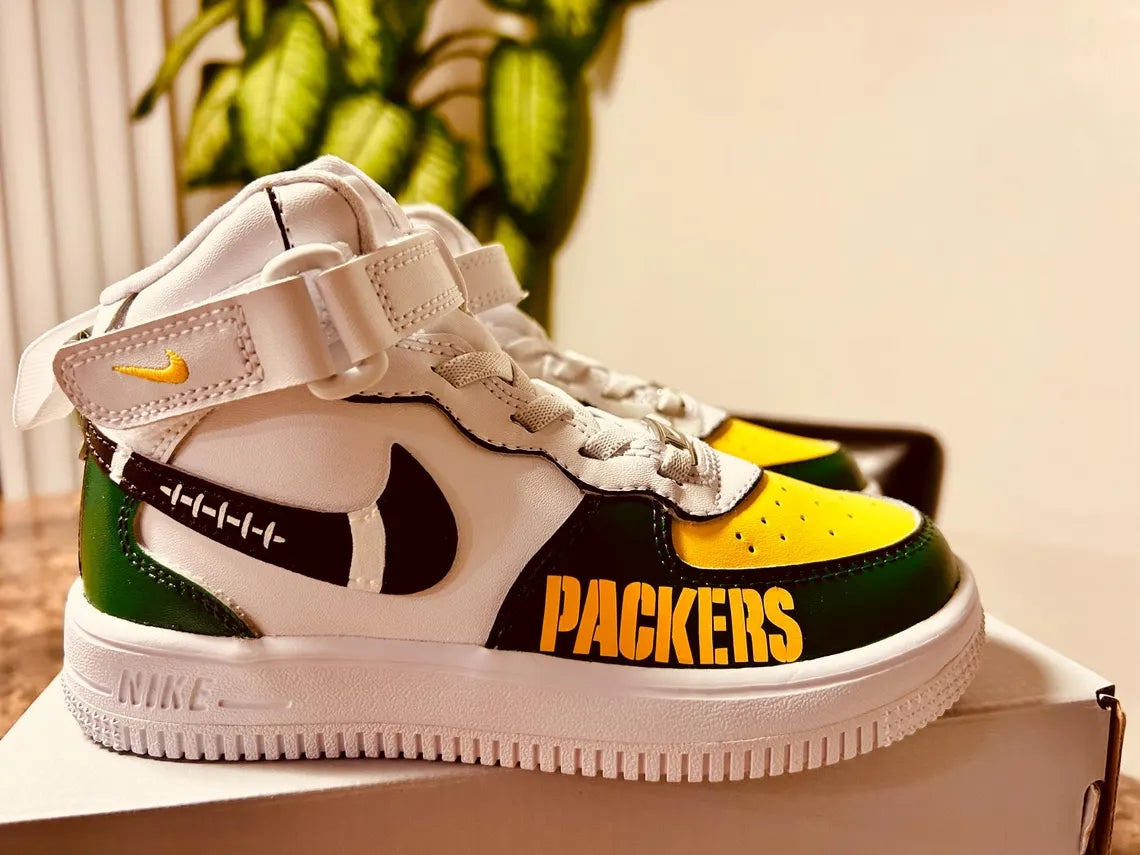 Custom Air Force 1 White Green Yellow Packers Logo-shecustomize