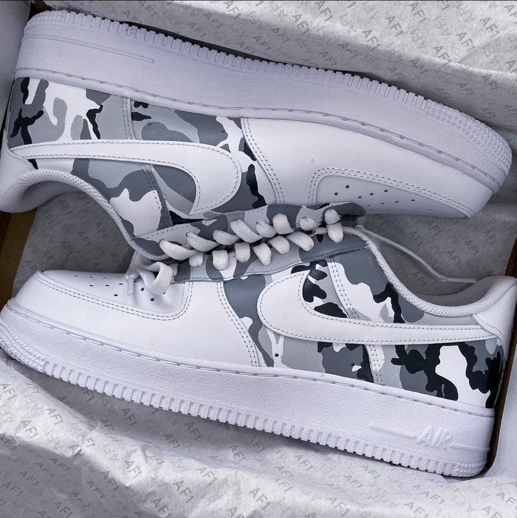 Custom Air Force 1 White Grey Camouflage-shecustomize