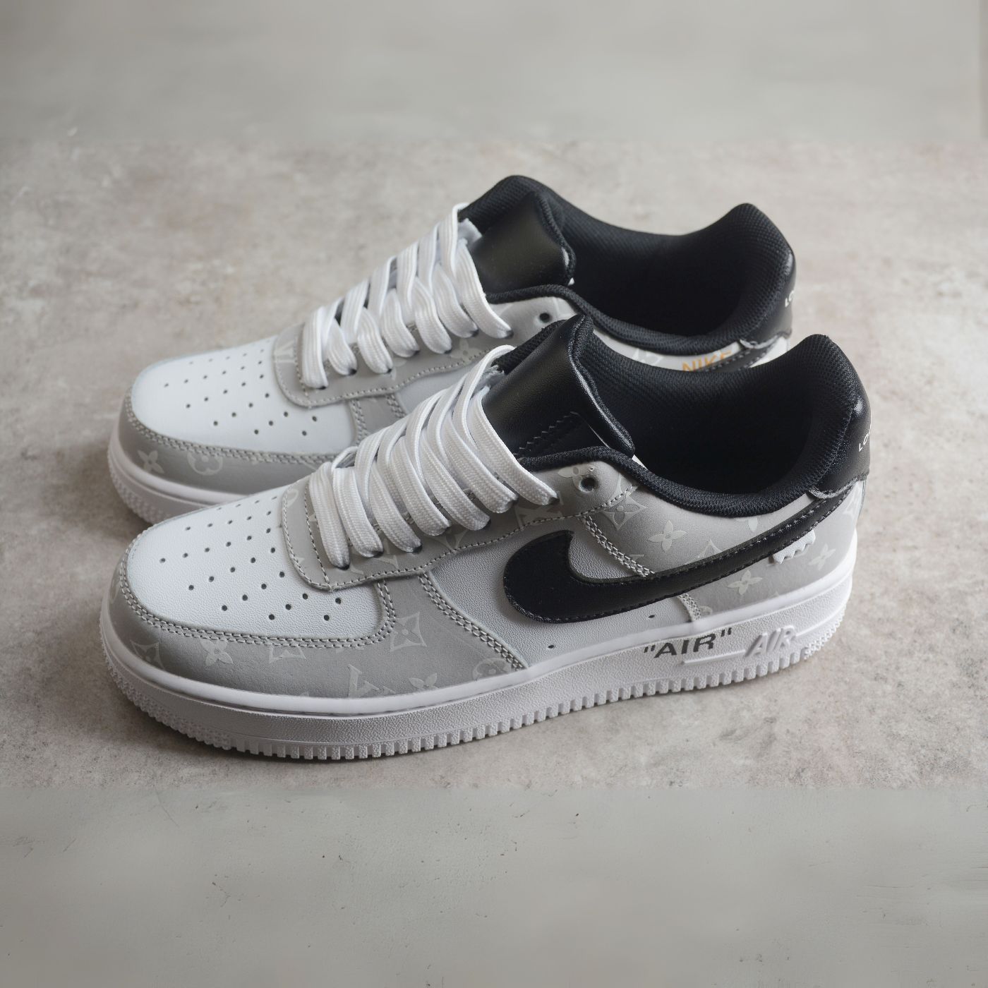 Custom Air Force 1 White Grey LV Logo